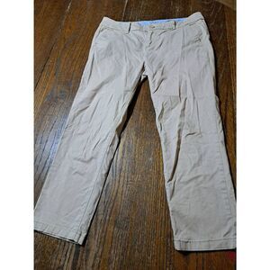 Size 4P JCPenny Flat Front Khaki Tan Capri Pants Skimmers with Pockets Belt Loop